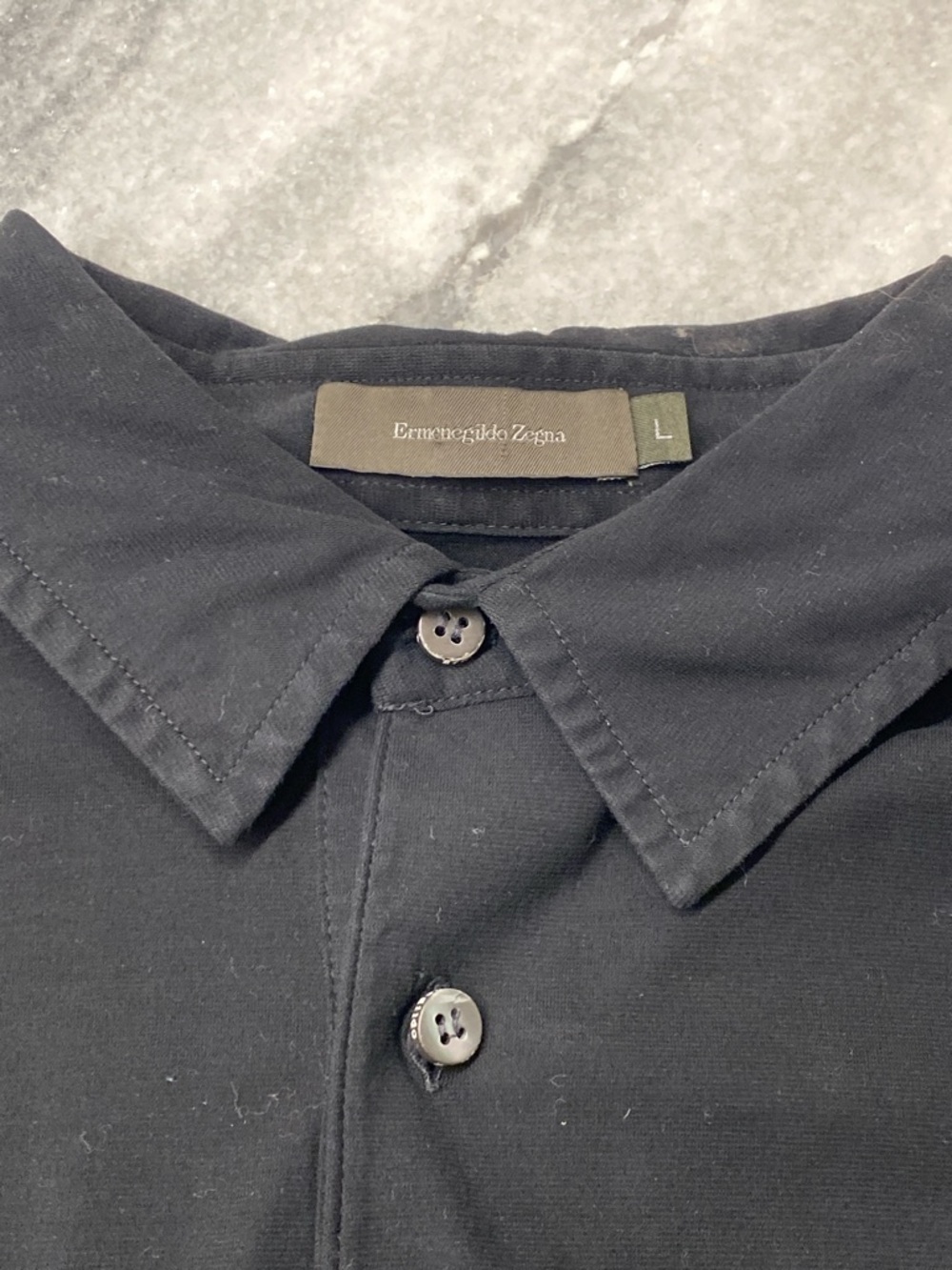 Ermenegildo Zegna Black Collared Button Shirt